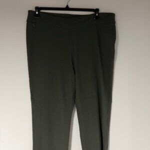 COUNTERPARTS WOMEN'S GREEN TEXTURED-LOOK PULL-ON PANTS SIZE 16